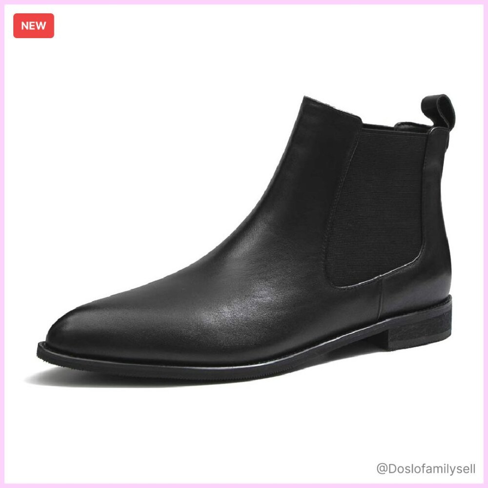 Pointed Toe Leather Chelsea Boots Elegant Minimal Chic Ankle Booties